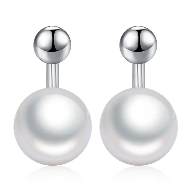 silver-pearl MAIKALE, корейские серьги-гвоздики с бабочкой, серьги с жемчугом, кубическим цирконием, медные, золотые, серебряные, маленькие серьги для женщин, модный подарок - Окраска металла: silver-pearl