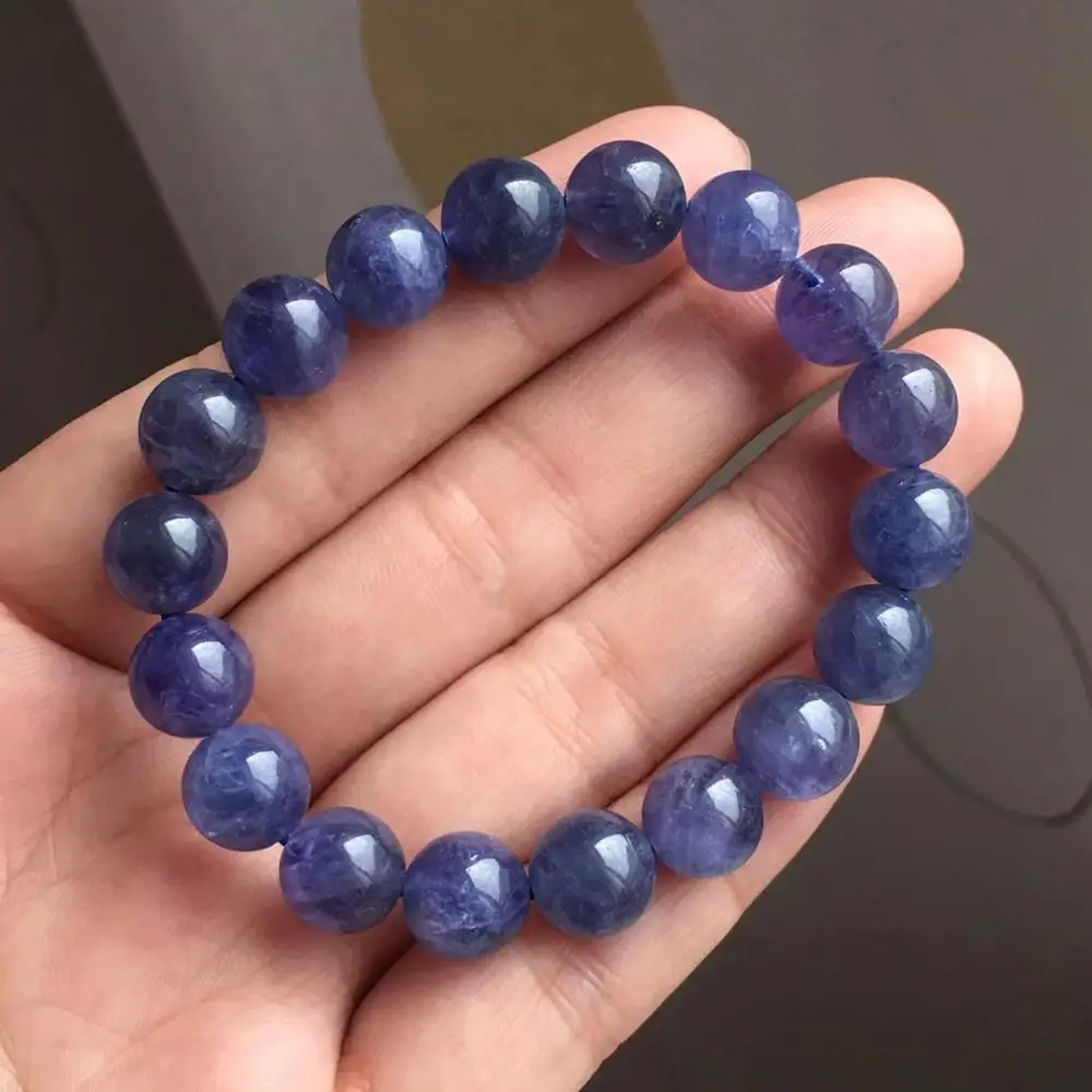 

Top Quality 10.5mm Natural Blue Tanzanite Bracelet Jewelry For Woman Man Gift Round Beads Stretch Crystal Party Bracelet AAAAA
