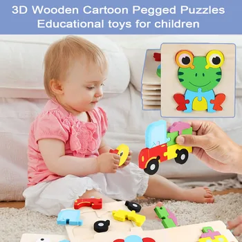 

Kids Early Educational Learning Toys Wooden Cartoon Animals Pegged Puzzles for adults children kids games jigsaw picture puzzles