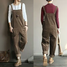 

2021 Hot-selling Popular All-match Corduroy Solid Color Casual Long Bib Pants