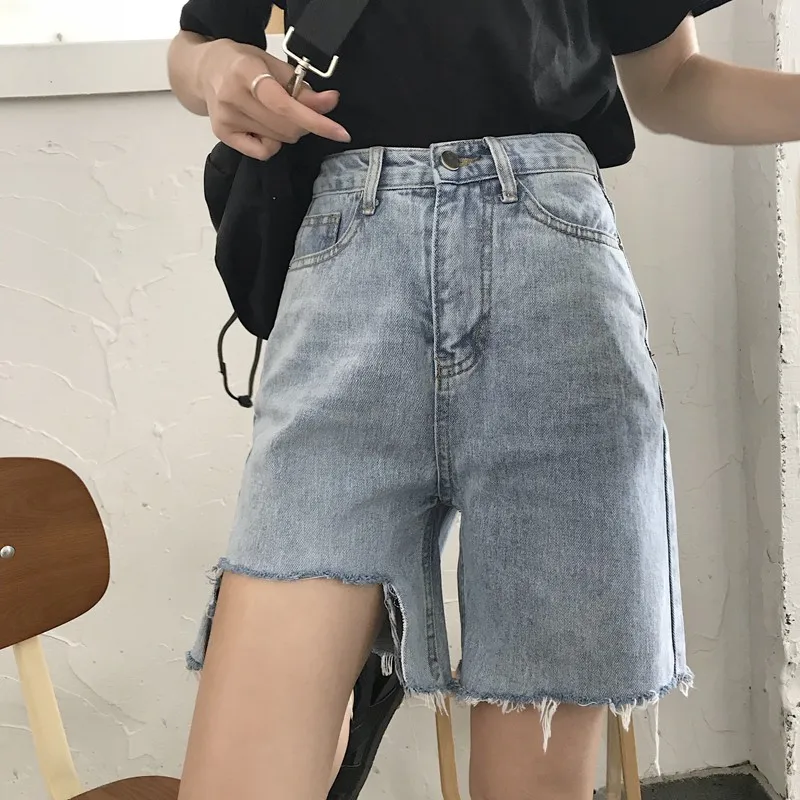 

ETOSELL Women Pants Shorts Denim Ladies Summer Wide-leg Pants Jeans Five-point Shorts Young Girls Loose Summer Straight Pants
