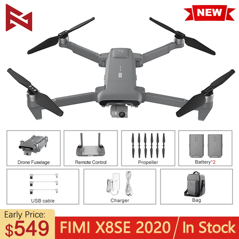 In Stock Black FIMI X8 SE 2020 Camera Drone RC Helicopter 8KM FPV x8se Drone 3-axis Gimbal 4K Camera HDR Video GPS RTF 35Mins