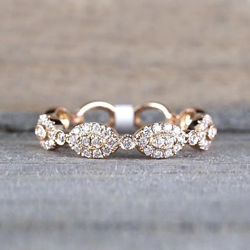 USTAR Simple Thin midi finger rings for women shiny cubic zirconia Infinite rose gold engagement ring female fashion jewelry | Украшения и