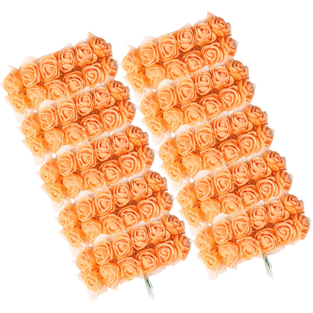 144 Pieces Artificial Miniature Foam Rose Flower Wedding Bridal Bridesmaid Bouquet Engagement Anniversary DIY Craft Decoration