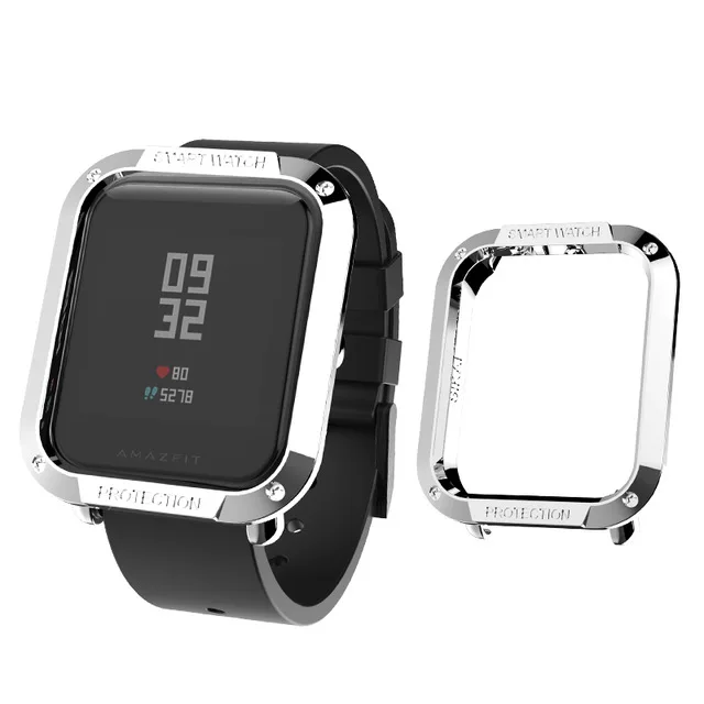 SIKAI 2 шт мягкий TPU HD прозрачный протектор экрана для Xiaomi Huami Amazfit Bip BIT Lite Смарт-часы защитная плёнка полностью покрывающая - Цвет: plating silver case