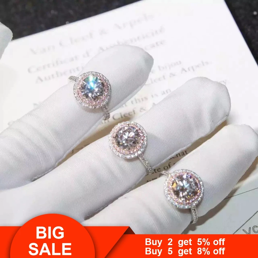 Vecalon, модное женское кольцо, два круга, 2ct, AAAAA, циркон, Cz, 925 серебро, ювелирное изделие, обручальное кольцо для женщин, ювелирное изделие