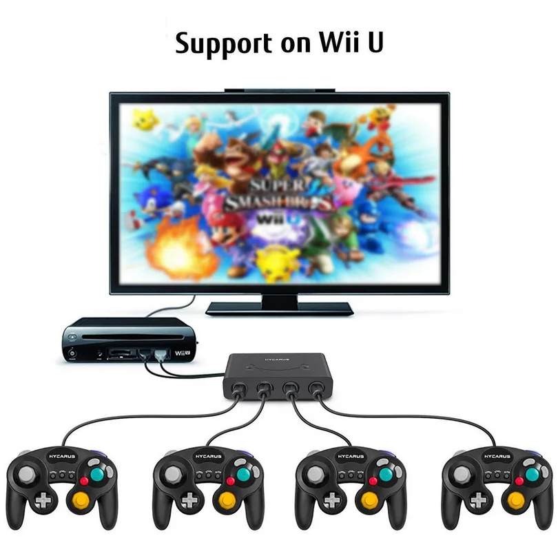 4 порта для Gamecube контроллер адаптер конвертер forWIIU USB Nod Switch Adaptateur PC NG C игровые