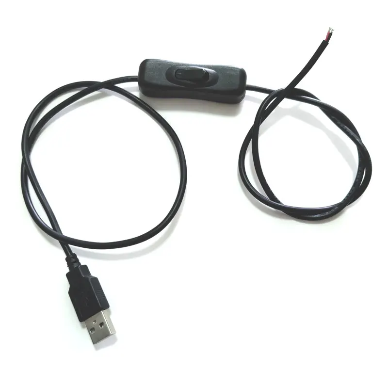 Белый 1 м USB 5V кнопка включения кабель-удлинитель для 22AWG разъем для Светодиодные ленты 2Pin 5050 3528 5630 2835 - Цвет: Черный