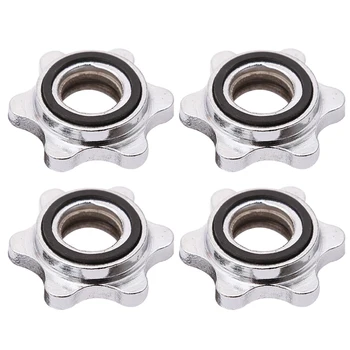 

4 PCS Threaded Anti-slip Casting Iron Spin-Lock Collar Screw Hex Nut for Barbell Weight Lifting