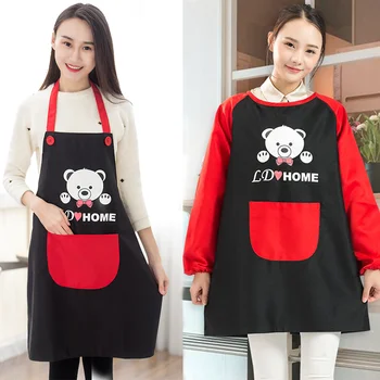 

Adult female Advertising apron long sleeve Korean version Fashion lovely Kitchen Waterproof Oil aprons