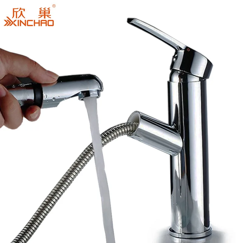

Xin chao Cross Border for Copper Wash Face Wash Basin Faucet Pull-out Cold Rotating Mixing Water Basin Faucet