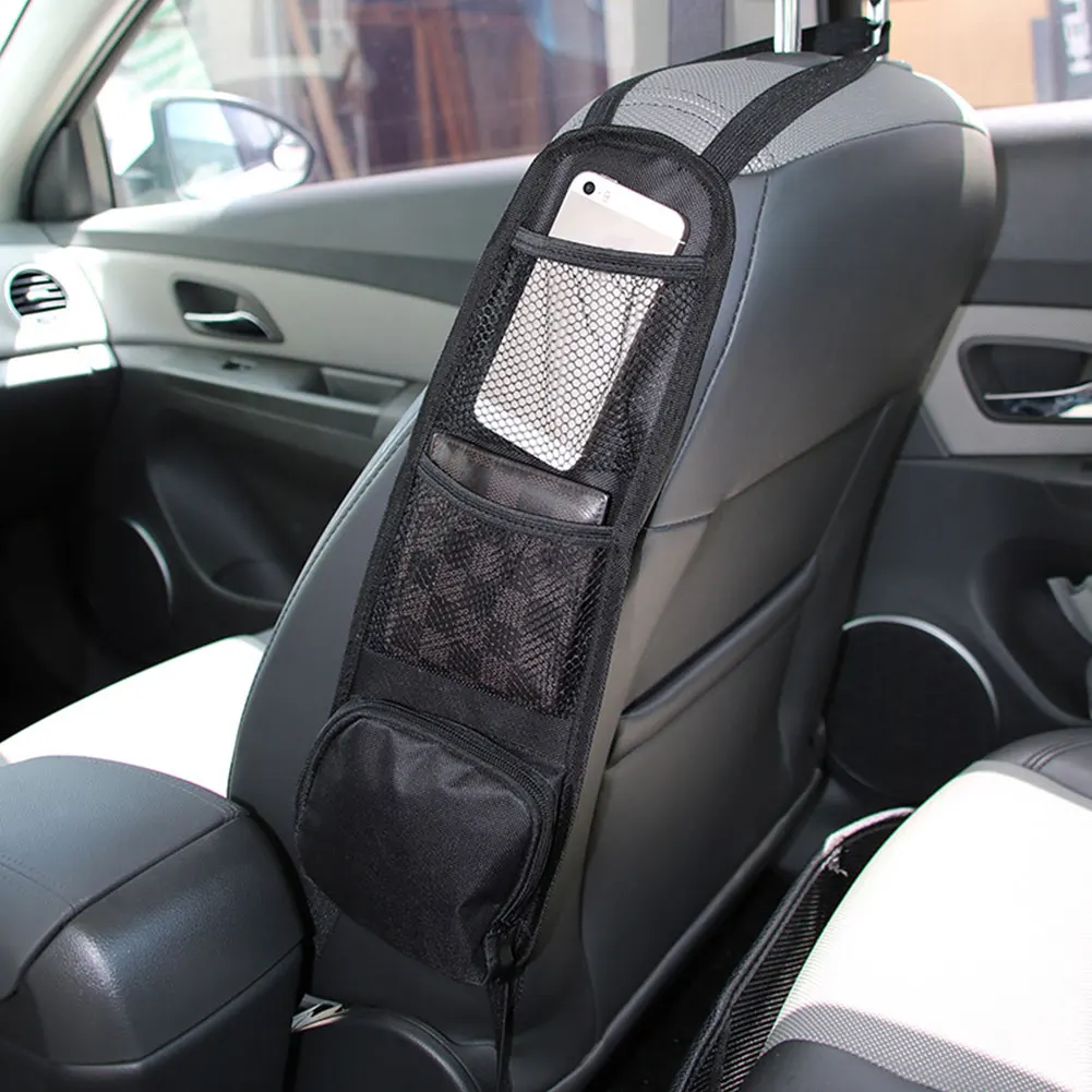 

Reusable Storage Bag Organizer Elastic Band Book Accessory Practical Mesh Pocket Side Hanging Cell Phone Car Seat Durable