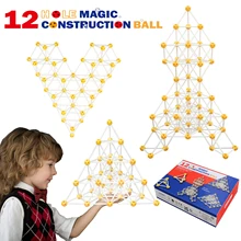 130 Pcs 12-Hole Magic Construction Building Block Balls STEM Architect Training 3D Puzzle Toy for Children