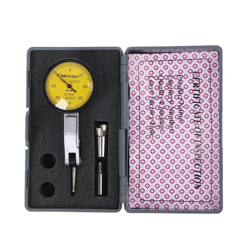 WonVon Dial Test Indicator,Precision Test Dial Indicator 0-0.8mm Level Gauge Scale Dovetail Rails 0-40-0 Dial Reading 
