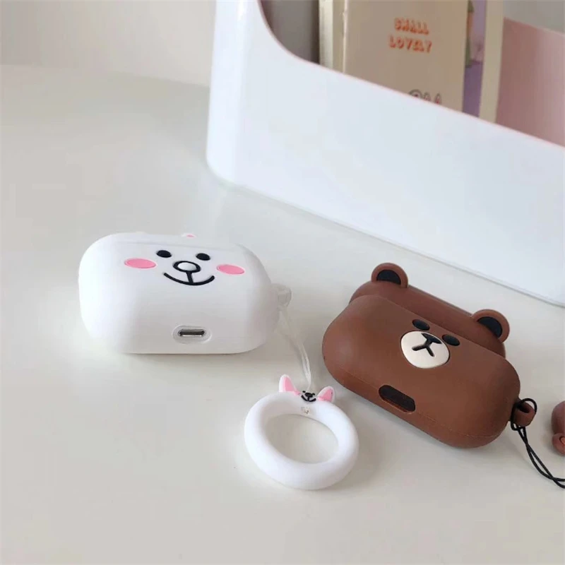 Cartoon bear Case For Airpods Pro Silicone Cute 3D Frog Earpods Protactive Cover For Apple Air pods Pro 3 Cases