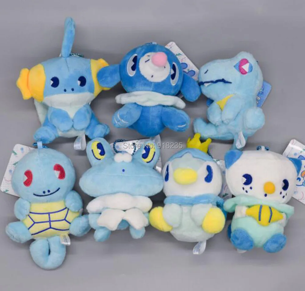 7 шт. милый Сквиртл Froakie Piplup Totodile Mudkip Popplio Oshawott 10 см Плюшевые Keychian кулон мягкие