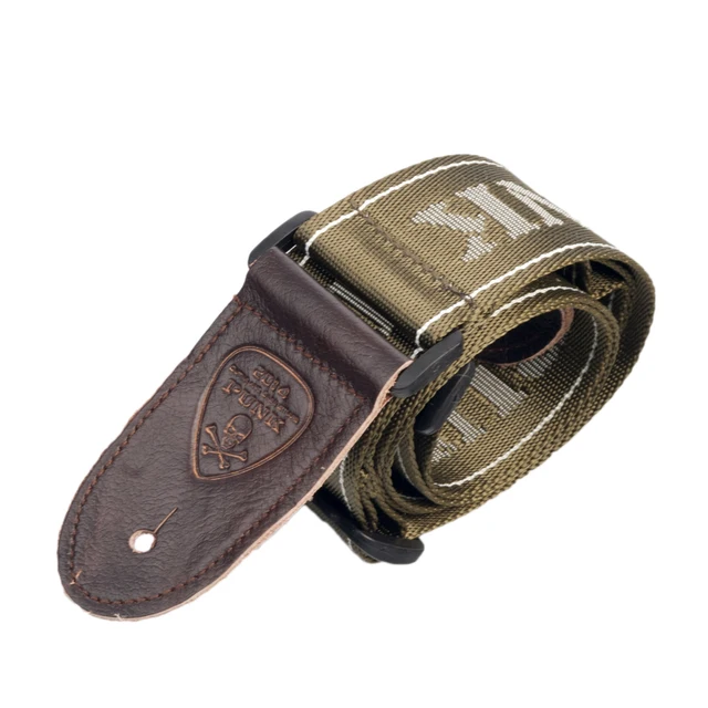 Adjustable Guitar Strap Colorful Printing Nylon Strap Guitar Strap Lock for Acoustic Electric Guitar and Bass ArmyGreen