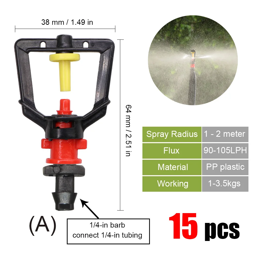 best Watering & Irrigation Kits MUCIAKIE 20 Types of Rotating Spinklers Drip Irrigation Mini Rotation Nozzle Spray w/ 1/4'' Barb Connector Mini Rotary Sprayer drip irrigation kit price Watering & Irrigation Kits