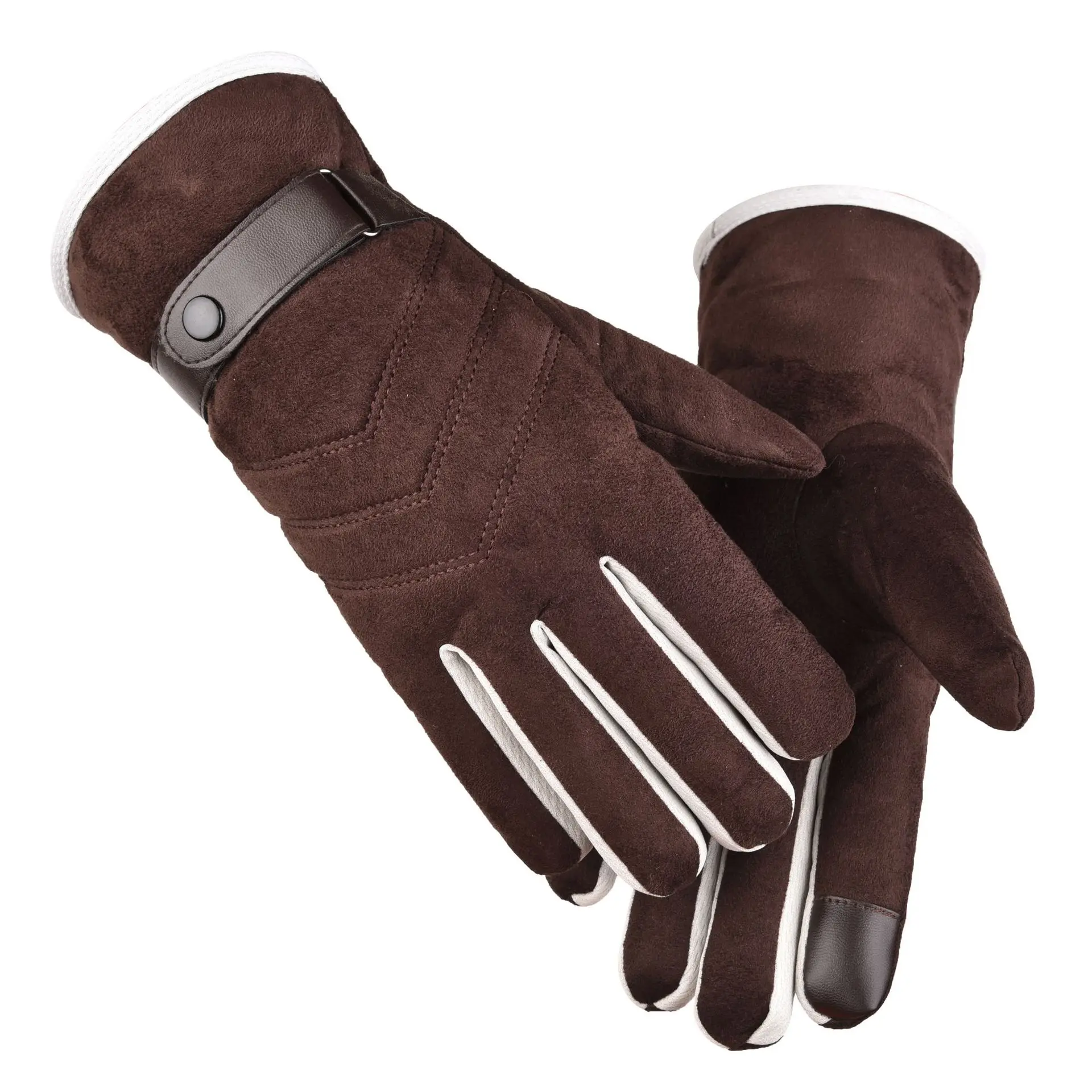 Один размер, зимние теплые перчатки для мужчин, лыжные перчатки для сноуборда, перчатки для езды на мотоцикле, зимние перчатки с сенсорным экраном, ветрозащитные перчатки черного цвета - Color: Brow