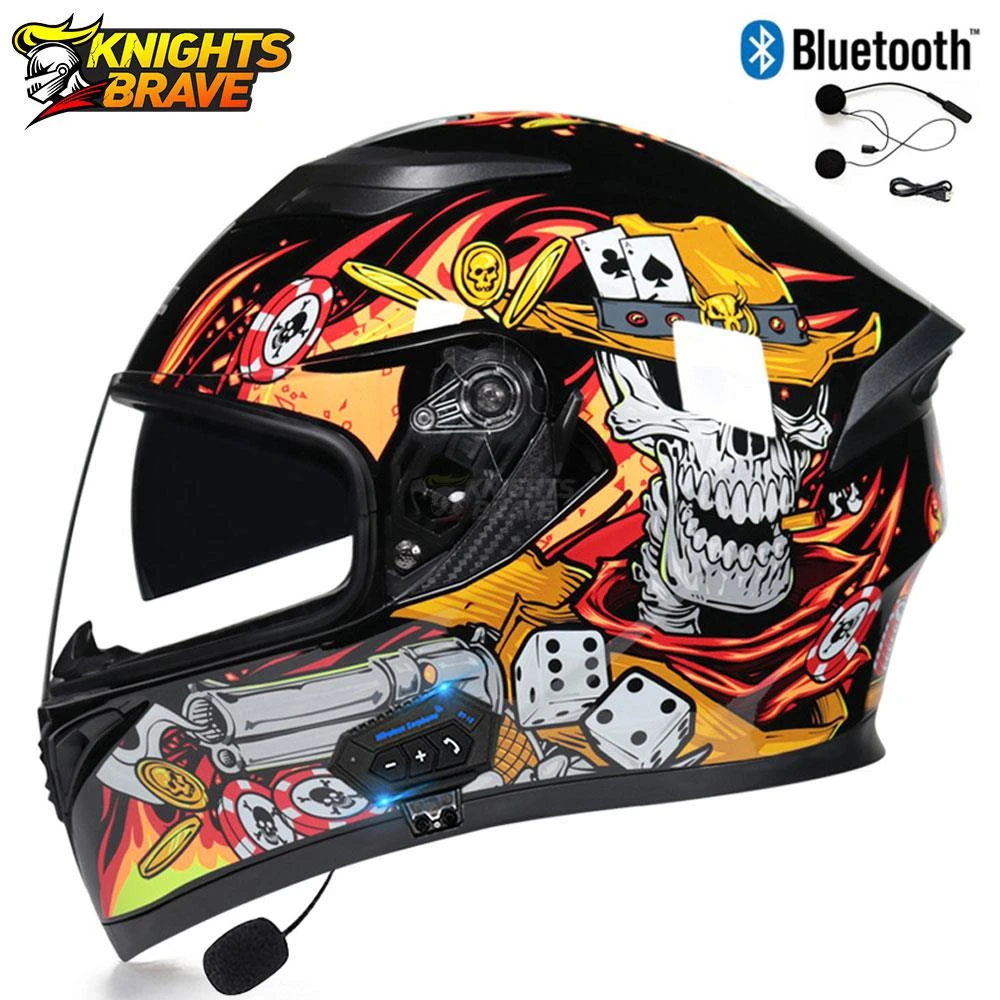 Motorcycle Bluetooth Helmet Men Material Dual Visor Modular Full Face Casco Racing Motocross Helmet Dot Approved - Helmets - AliExpress