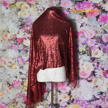 

Royaltime 1M/2M DIY 3mm Fabric Sequin Paillette Matte Burgundy Sparkly Glitter Fabric for Dress Stage Party Wedding Decoration