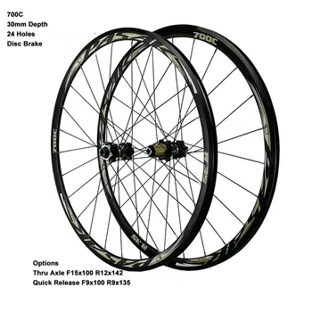 

Pasak Road Bike 700c Wheelset 30mm Rim 24 Holes Disc Brake Direct Pull Thru Axle 15*100mm 12*142mm Quick Release 9*100mm 9*135mm