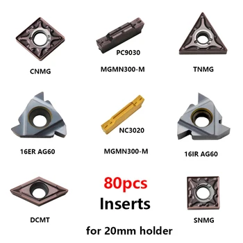 

Original 80pcs Carbide Inserts DCMT11T304 TNMG160404 SNMG CNMG MA VP15TF 16IR 16ER AG60 MGMN300-M NC3020 PC9030 Lathe Cutter