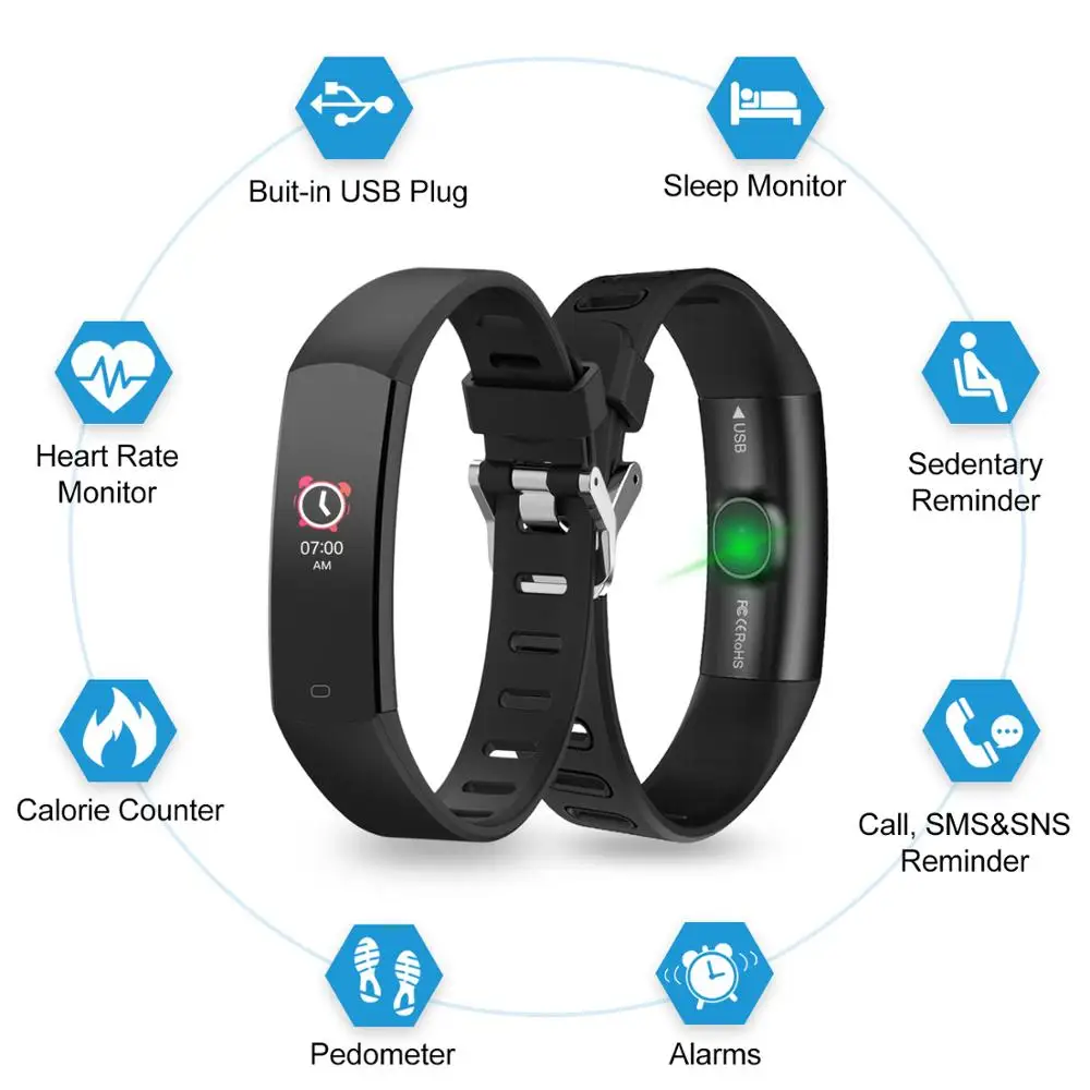 BingoFit Fitness Bracelet Relogio inteligentle Men Women Smart Watch Montre Blood Pressure Heart Rate Monitor Kid Sports Tracker