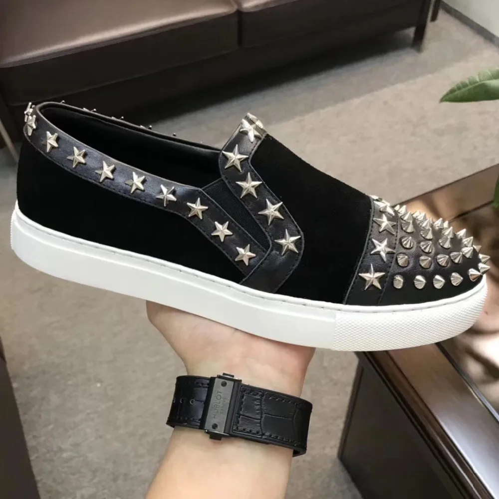 luxury Spikes men's flats men casual shoes