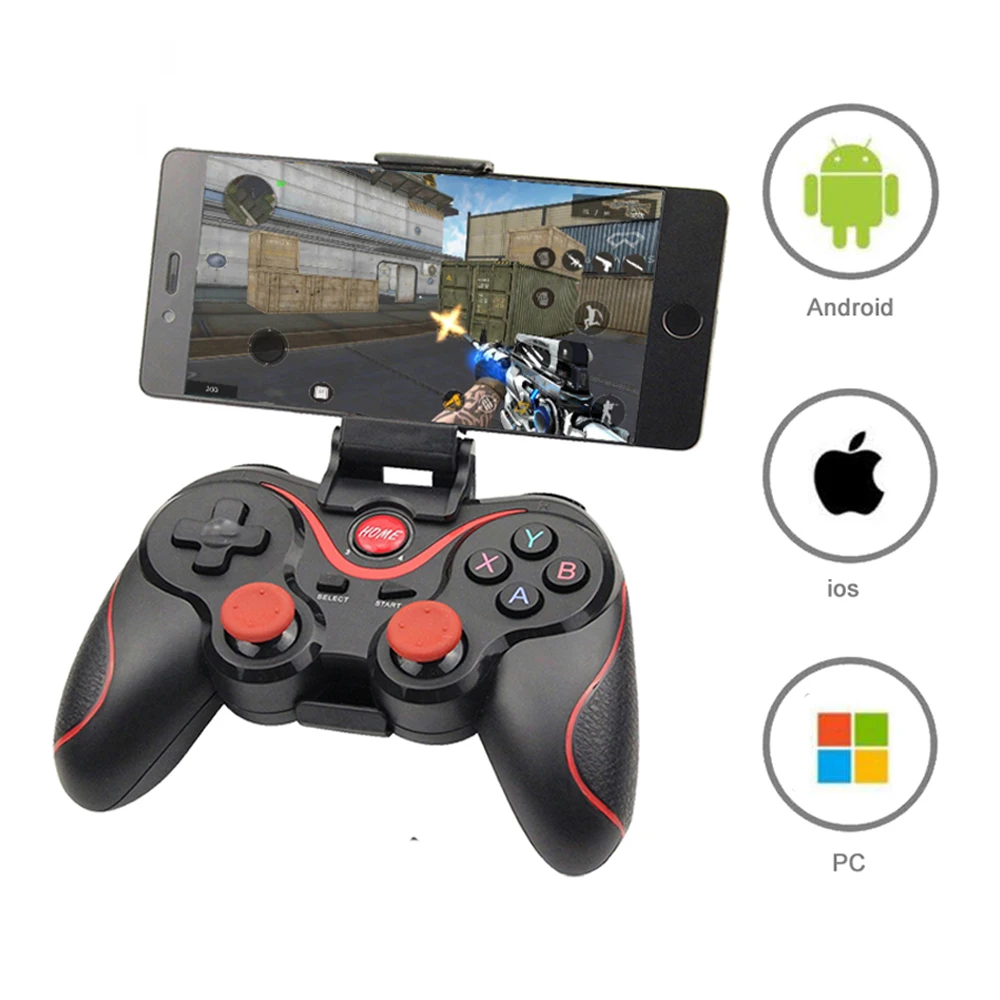 

Wireless Bluetooth 3.0 Game Controller Terios T3/X3 For PS3/Android Smartphone Tablet PC With TV Box Holder T3+ Remote Gamepad