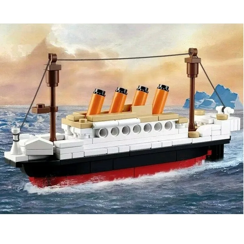 

194Pcs Plastic Titanic Ship Small Building Blocks Kids Model Toy Creativity Gift