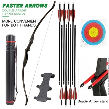 

30/40lbs Archery Recurve Bow Hunting Bow and Arrow Equipment Outdoor Sports Shooting Game Suitable for left and right hands