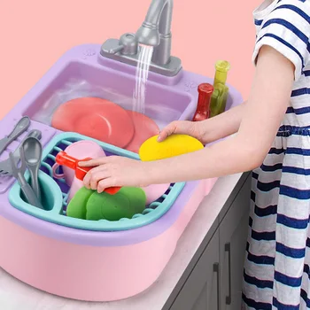 

Kids Dishwasher Toys House Recycled Water Washing Basin Kitchenware Children Intelligent Toys Kitchen Simulation