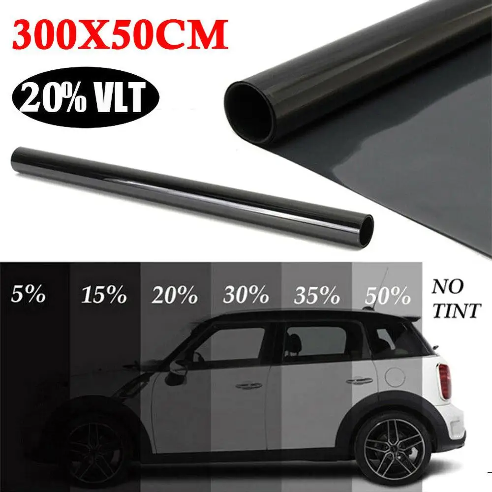 

300x50cm VLT Black Auto Car Home Window Glass Building Tinting Film Roll Side Window Solar UV Protection Sticker Curtain Scraper