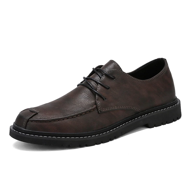 Fashion Genuine Leather Male Shoes Comfortable Lace-Up Boat Casual Shoes For Men Leather Breathable Soft Men's Driving Shoes