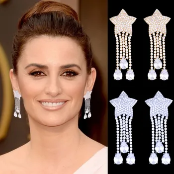 

Trendy Star Meteor Dangle Earrings For Women Party Wedding Full Cubic Zirconia Earrings Accessories pendientes mujer moda 2020