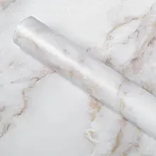 Marble Paper White/Grey Self Adhesive Decor Granite Vinyl Film Counter Stick Peel and Stick Wallpaper for Cabinet Bathroom