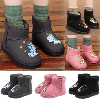

Winter Kids Shoes Thick Warm Ankle Boots Kids Cartoon Snow Boots Boys Girls Toddler Cotton Chelsea Boots D35