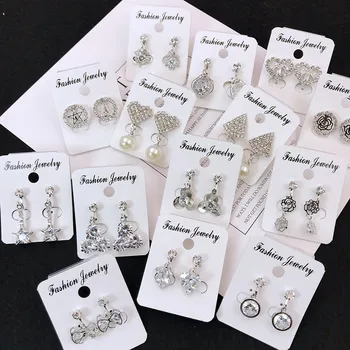 

30 Pairs/lot luxury fashion women crystal style earring lot top quality zircon women wedding earring wholesale 201102-79