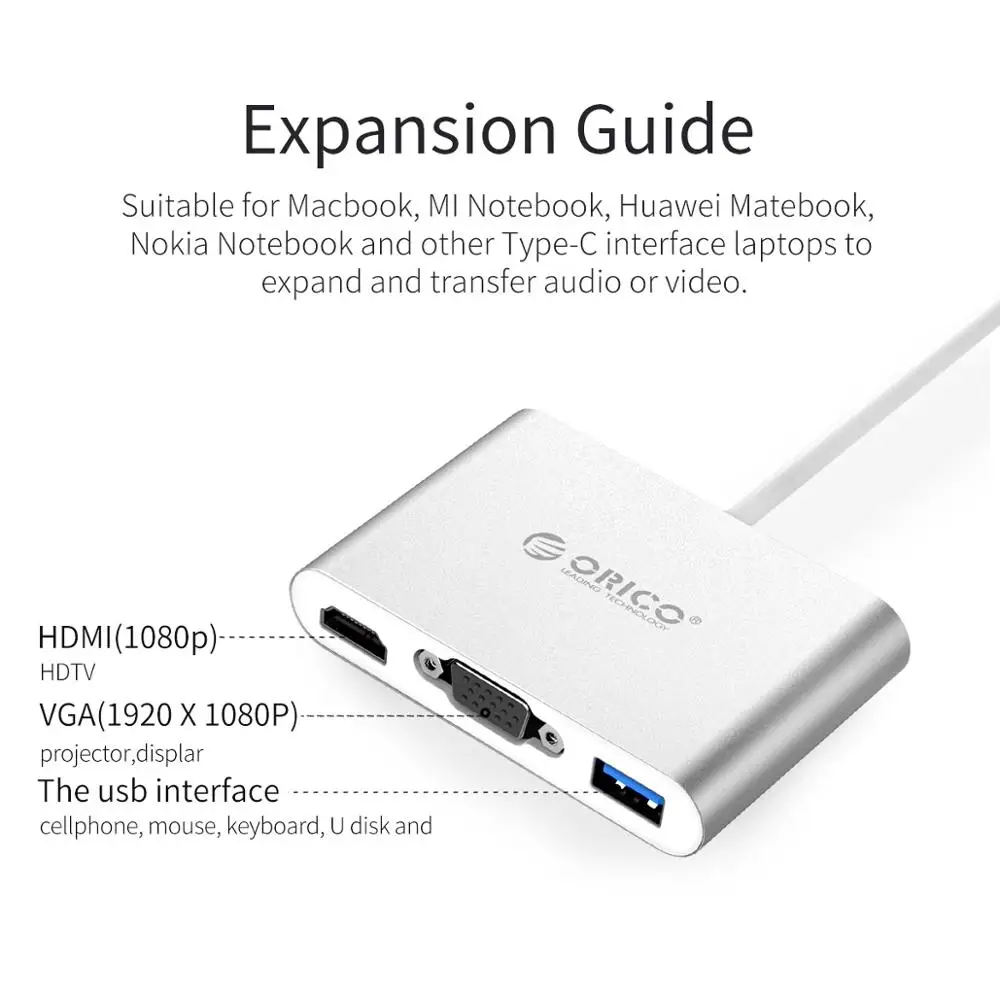 ORICO usb-хаб USB C к HDMI RJ45 VGA type-C PD адаптер для Mac/samsung Galaxy/huawei type C USB 3,0 концентратор