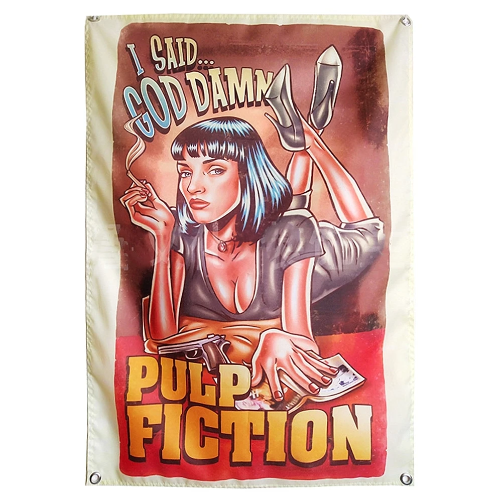 

PULP FIGTION Hollywood Movie Poster Flag Banner Tapestry Wall Hanging Tapestries Wall Cloth Stickers Bedside Bedroom Home Decor