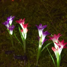 Уличные садовые на солнечных батареях свет Водонепроницаемый светодиодный Белый свет газон огни 3 лилии Фея декоративные рождественские огни садовые огни