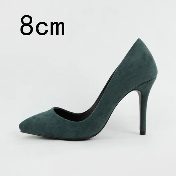 Dark Green Pumps 8cm Женские туфли-лодочки на каблуке; женская обувь на высоком каблуке; цветная однотонная повседневная обувь с острым носком; модельные туфли; Новое поступление размера плюс - Цвет: Dark Green Pumps 8cm