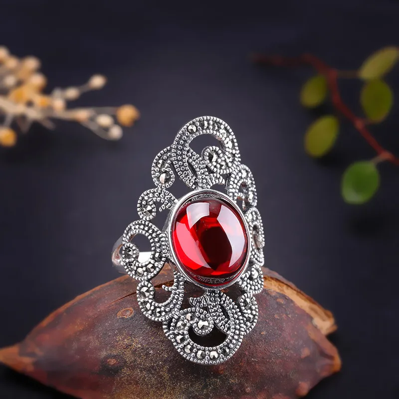 

2019 Anel Feminino Direct Marketing S925 Pure Jewelry Bracelet Fashion Open Women's Restoring Ancient Ways Is Pomegranate Ring
