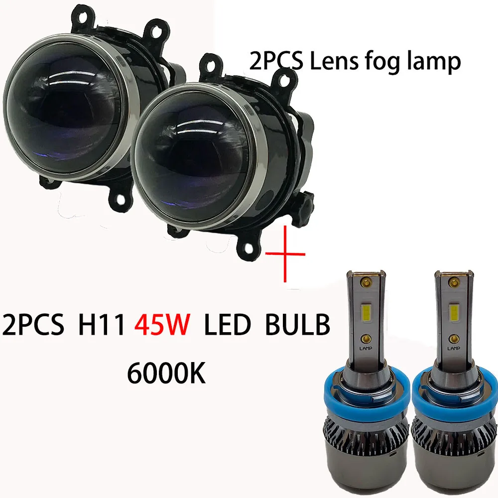45W 6000K LED Bulb Светодиодный противотуманный светильник с линзами Xenon H11 для Renault Duster Megane 2/3 Fluence Koleos Kangoo 2003 - Цвет: 45W 6000K LED Bulb