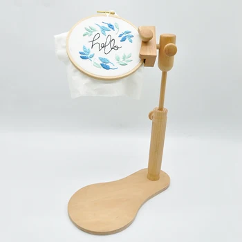 

Wooden Embroidery Hoop Adjustable Tabletop Stand Cross Stitch Rack Frames Rings