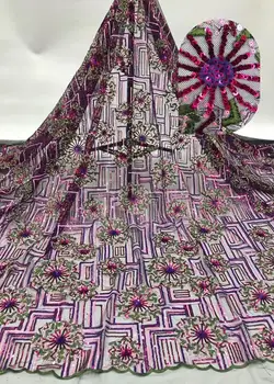 

Latest African 3D flowers french sequins lace fabric 2019 high quality women bridal Nigerian beaded wedding french tulle lace FD