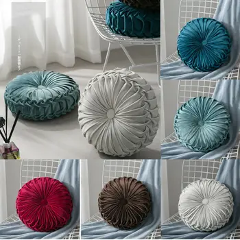 

2020 Home Sofa Chair Bed Car Decoration Velvet Pleated Round Pumpkin Pillow Sofa Cushion Floor Pillow Decoration