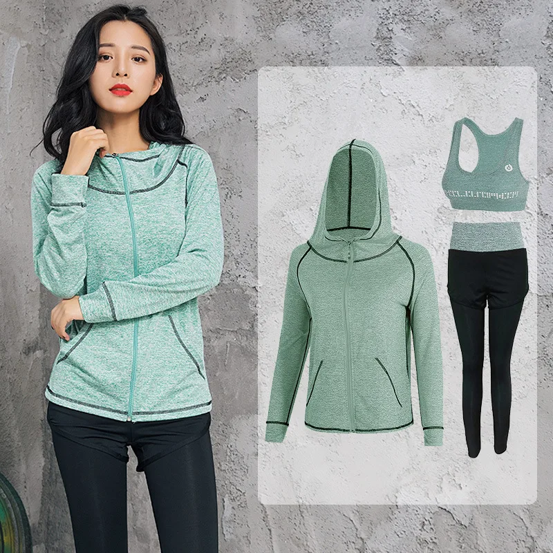 Taobao,, длинный рукав, одежда для йоги, костюм, женский, весенний, быстросохнущий, для спортзала, бега, с длинным рукавом, спортивная одежда, комплект из трех предметов