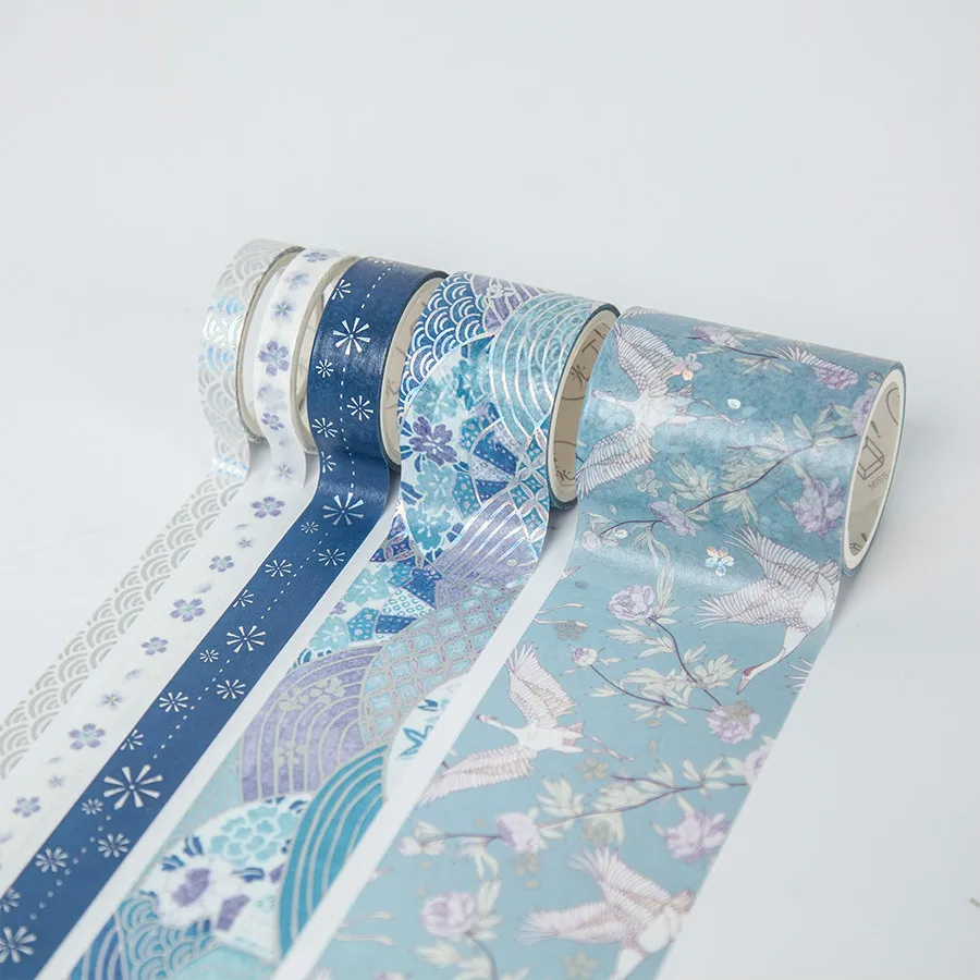 Egret YUEGUANGXIA 5 шт./компл. 16 вышивка крестом картины китайский Стиль золотым тиснением кран лента Washi Лот канцелярские товары декоративная маска Скотч для монтажа светодиодных лампочек - Цвет: Egret